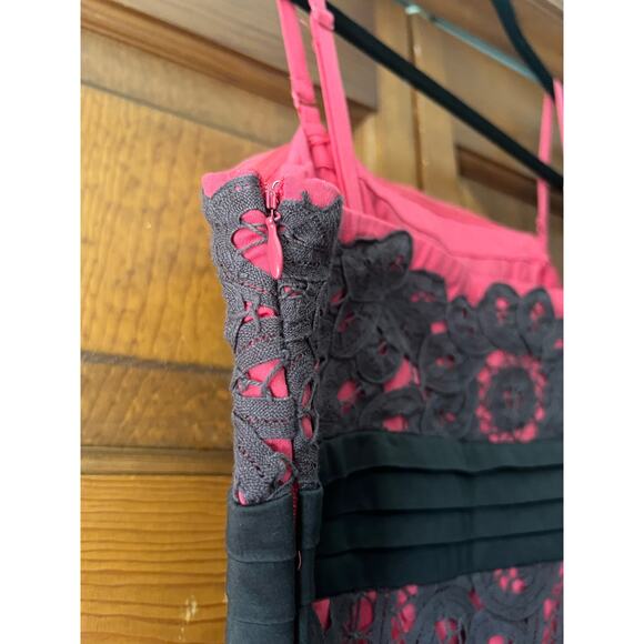 Anthropologie's Floreat Sunrise & Midnight Sheath Dress Gray Lace Pink Size 0 - Picture 10 of 11